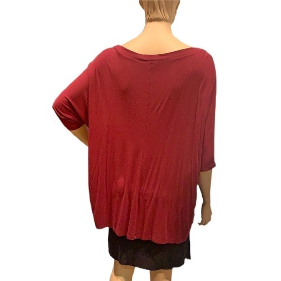 Igigi Deirdra Dolman Tunic Top Red Plus Size 26 / 28 Ruching On Sides 3/4 Sleeve - Picture 3 of 10